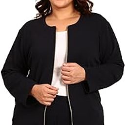 Women's Polyester Regular Plus Size Formal Jacket - (JCKT_033_NAVY_P)-image-40
