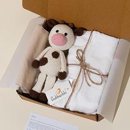 Gubbachhi Amba Soft Toy with Cream Swaddle Gift Set | Crochet Toy & Muslin Swaddle Combo | Newborn Gift idea | Gifting for Infants/Babies | 100% Muslin swaddlecloth | Toy for Gifting |3 Months +-image-71