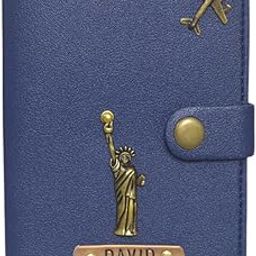The Bling Global Personalized Passport Holder for Women & Men, Passport Cover with Name & 2 Charm,Stylish PU Leather Passport Cover for Travel Lovers Rakhi Gift, Birthday,Valentines Gift(Blue)-38