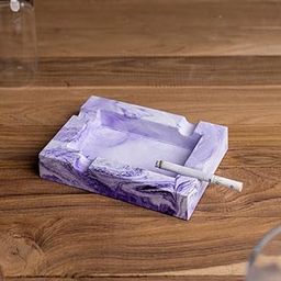 Greyt Rectashtray Purple Textured Ashtray Rectangle Shaped Concrete Ashtray for Home |office |car |concrete Material |modern Home Decor Tabletop Ashtray for Smokers 11 * 15cms-image-13