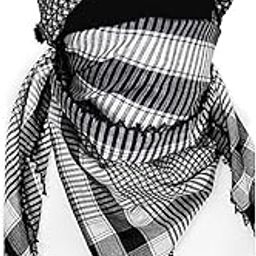 Shemagh Scarf Men/Women Cotton Military keffiyeh Scarf Tactical Desert Arab Afghani Summer Scarfs,Yasser Arafat Kufiya Square Rumaal (Size 115 * 115 cm)-image-13