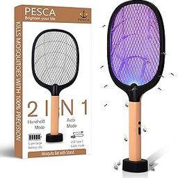 FULMINE Mosquito Bat, Mosquito Racket Rechargable, with UV Light Lamp Electric Mosquito Killer Racket with UV Light 1200-mAh Lithium-ion Rechargeable Battery Insect Zapper (White)-28