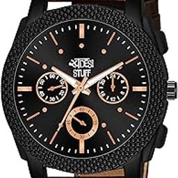 Black Dial Analog Watch for Men – Brown Leather Strap, Quartz Movement-picture-20