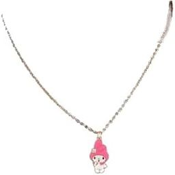 Pink Kuromi Pendant Necklace, Pink Enamel with Mane, Gold-Plated Chain-image-12