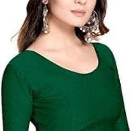 Cotton Lycra Stretchable Comfy Round Neck Elbow Length Sleeves Saree Blouse Readymade Crop Top Choli for Girls & Womens-image-39