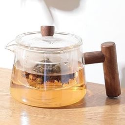 Ekhasa Glass Tea Kettle with Strainer for Gas Stove | Borosilicate Tea Pot with Infuser with Lid | Flame Proof Carafe Coffee Maker | Milk Chai Boiler | Transparent Green Tea Infuser with Bamboo Handle-image-60