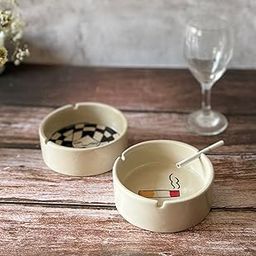 Craftribal Ceramic Handpainted Ceramic Ashtray, Cigarette Design, 5.5 Inch, Combo of 2 Pcs, (White)-picture-14