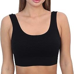 Women Nylon Spandex Padded Non Wired Full Coverage Sports Bra, Free Size-image-62