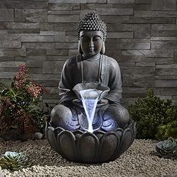 SwarnHouse Decors® Lotus Buddha Water Fountain for Home, Office, Garden Peach Color Large Size - 2 Feet (Limited Edition9)-image-60