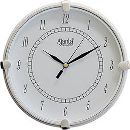 Ajanta Plastic Step Movement Round Wall Clock (White, 25.7 X 25.7 X 3.6 Cm) - Analog-1