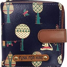 Women Printed Dark Navy Blue Vegan Leather Square Wallet-image-1
