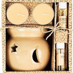 AuraDecor Fragrance Heat Diffuser Gift Set with Tealight Candles || HomeDecor || Diffuser Set || Tealight || Candles(Lemon Grass)-10