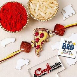 eCraftIndia Pizza Slice Rakhi for Brother | Raksha Bandhan Rakhis for Kids Bhai Bhaiya | Best Bro Ever Fridge Magnet | Roli Chawal Pack-image-75