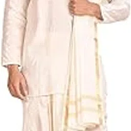 sjs Silk Panchagajam Dhoti Kurta Set in White-picture-7