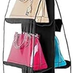 HUEX Hanging Handbag Purse Tote Clutch Organizer Holder (Hot Pink) - Space Saver for Wardrobe, Closet Storage - Dust-Proof with 360° Swivel Hook and 6 Transparent Pockets - Gift, Travel, Home-12