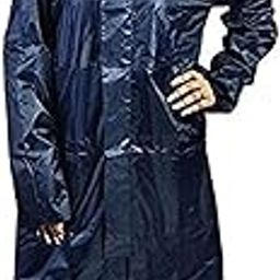 Women's|Girl's Solid Rain Coat/Overcoat with Hoods and Side Pockets, 100% Waterproof Raincoat (Navy Blue)-46