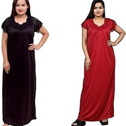 Women/Girl's Flair Color, Regular Fit Nighty (Gown) Maxi (Pack of 2 pcs)-image-35