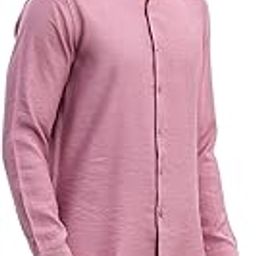 Mandarin Collared Pink Plain Shirts-picture-17