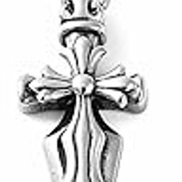 ‘The Alpha Code’ Collection Stainless Steel Antique Silver Finish Faith & Power Fusion 'Sword of the Sacred Flame' Cross Design Hip-Hop Pendant Necklace With Wheat Chain For Men And Boys (NK1410) 1 Pc-image-54