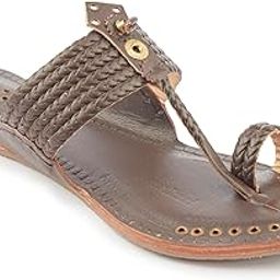 Women Kolhapuri Slippers Wedding Special Brown Five Braided Chappal for with Golden Rivets Stylish Handcrafted Leather Sandal with Smooth and Comfortable and Durable Anti Slip Design-image-81