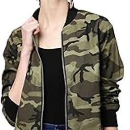 Green Camouflage Bomber Zipper Jacket-image-2