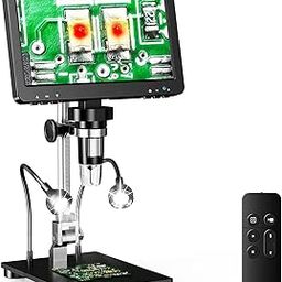 Etzin DM9 Pro 7" Mini HDMI Digital Microscope 1200X, 1080P 16MP Coin Microscope for Entire Coin View with IPS Screen, LCD Soldering Microscope for Adult, 10 LED Lights, PC/TV Compatible-EPL-1016IM.-32