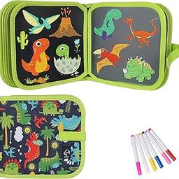 Jashgop Erasable Book Doodle Set for Kids,Magic Drawing Book for Kids,Reusable Drawing Book 6 Watercolor Pens 10 Page Drawing,Road Trip Car Game Writing Painting Set for Boys and Girls-3