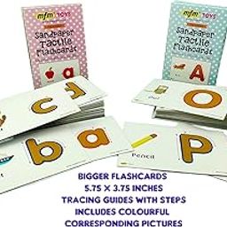 MFM TOYS Sandpaper Tactile English Letters Flashcards (Uppercase + Lowercase Combo)-image-38