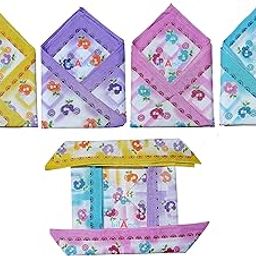 Women's Pure Soft Cotton Printed Handkerchief (13x13inch, White) - Pack of 12-image-98