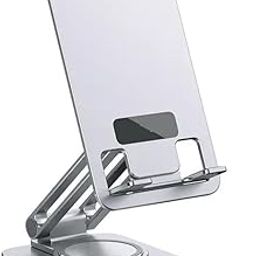 Shahn Silver Foldable Phone Stand: 360° Adjustable Desk Holder for iPhone, iPad, Tablet, and More - Your Convenient and Portable Solution for Hands-Free Device Use.-22