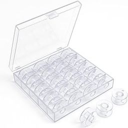 Just Everything Sewing Machine Bobbins, Compatible with Usha Janome, Set of 25, with Storage Case (White)-69