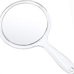 Makeup Hand Mirror, Double-Sided 3X 1x Magnifying Large Travel Handheld Mirror Cosmetic Mirror Acrylic Clear Finish Round Mirror (White), Tabletop Mount, Framed-image-85