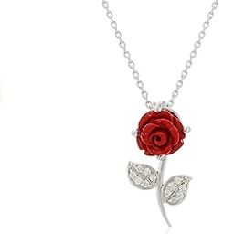Red Rose Pendant Necklace - 925 Sterling Silver-image-25