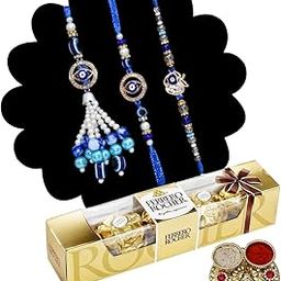 Saugat Traders Family Rakhi Set of 3 with Chocolate Box - Evil Eye Rakhi for Brother and Bhabhi Kids - Lumba Rakhi - Rakhis for Rakshabandhan with Gift-image-17