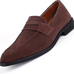 Men's Brunette Brown Italian Suede Leather Loafer Moccasin Style Shoes for Men Casual Wear Slipons (SXSUMCBB)-image-9