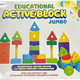 CleverlyGifted_Educational Active Block Jumbo, Geometric Shape Sorting Toy, Colourful Building Blocks for Kids Age 1+-image-87