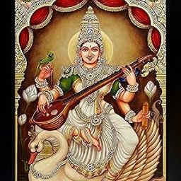 RV SALES Saraswati Mata Square Rectangular Photo Frame Wxh:(10 X 14 Inch) Pooja Room & Wall Dacor ,Wood ,Multicolor-22