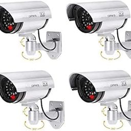 Wolblix 4 Pcs Realistic Look Dummy Security CCTV Fake Bullet Camera with Led Light Indication Home Security Camera-picture-10