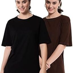 Women Cotton Half Sleeve Oversized T-Shirt (Pack of 2)-picture-12