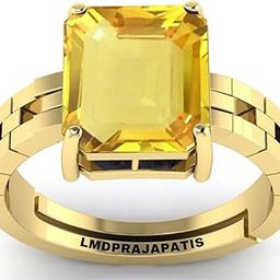 lmdprajapatis 7.25 Ratti 6.00 Carat Unheated Untreatet AA+ Quality Natural Yellow Sapphire Pukhraj Gemstone Gold Plated Ring for Women's and Men's (Lab Certified)-picture-28