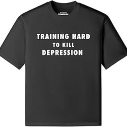 Training Hard to Kill Depression Oversized T-Shirt Black-image-66