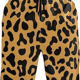 Yellow Brown Leopard Men's Swim Trunks Beach Shorts Quick Dry Swim Board shorts With Pockets XXL-image-20