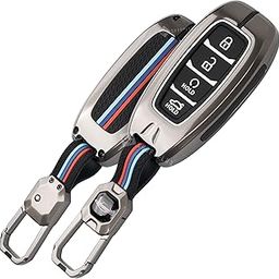 SHOPOFLUX Metal Key Cover Compatible with Hyundai Verna 2024 2023 | i20 Facelift N Line N8 Car 4 button smart key - Black-12