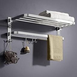 GLOXY Stainless Steel Folding 24 Inches Large Towel Rack for Bathroom/Towel Stand for Bathroom Accessories and Fittings (61Cms/Chrome/Foldable) Optimal Storage, with Sleek Chrome Finish - Durable-21