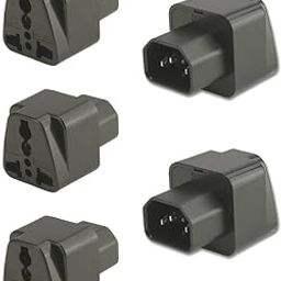MX IEC C14 Male to Universal Female Socket Power Adapter | AC Power Converter for PC, Servers, Monitors, and Networking Equipment | 250V 10A | Pack of 5 Compact Plug Adapter-24
