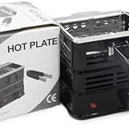 Electric Camping Stove with 1000W Charcoal Burner, Black-image-111