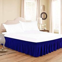 Indian Kingdom Royal Blue Wrap Around Bed Skirt 650-TC 100% Egyptian Cotton with Easy Fit 19" Inch Tailored Drop - [Queen Size] (60''x78'') 19" Height-image-73