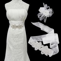 STYLEHEAVEN Bridal Party Dress Gown SASH Waist Belt White Wrist Corsage Flower Wedding Prom|Home & Garden|Wedding Supplies|Flowers, Petals & Garlands-image-6