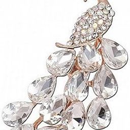 Fashions Crystal Rhinestone Saree Brooch Pins Coat Dress Gown Shawl Wedding Bridal Peacock Brooch for Women Girls-image-38