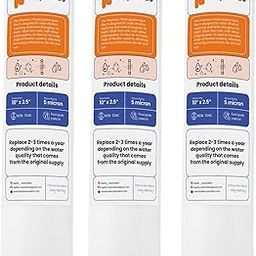 AMPEREUS PP Spun Filter Cartridge 10 Inch, 5 Micron - Pre Filter for Water Purifier, Heavy-Quality Spun Filter for RO Systems, Sediment Water Filtration (3 Pcs)-24